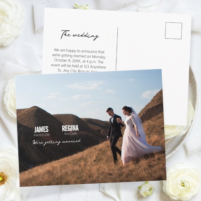 Simple modern minimalist wedding invitation postcard (Creator Uploaded)