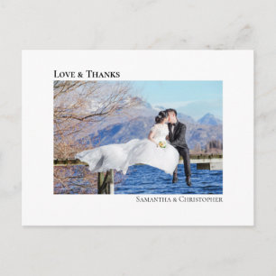 Simple Modern Minimalist Wedding Photo Love Thanks Postcard