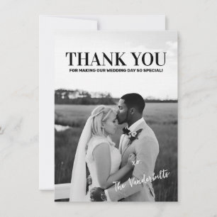 Simple Modern Minimalist Wedding Photo Thank You Card