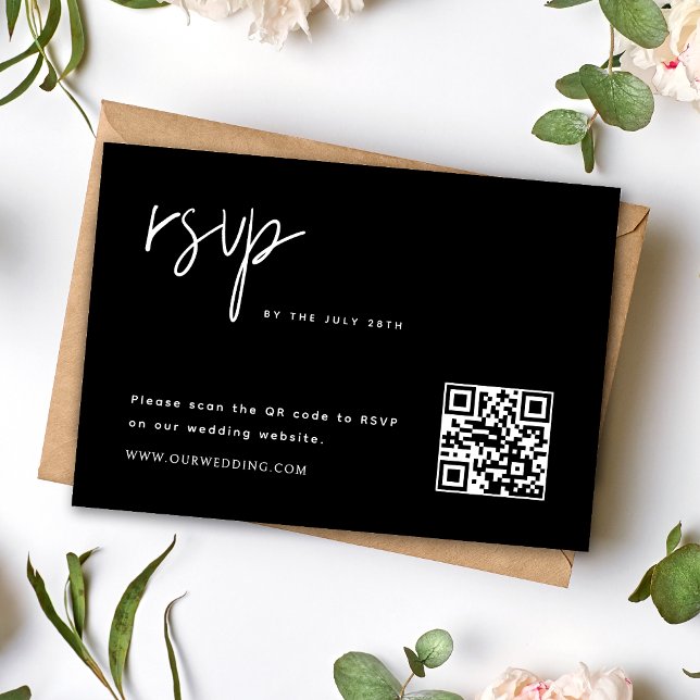 Simple Modern Minimalist Wedding QR Code RSVP Card (Creator Uploaded)