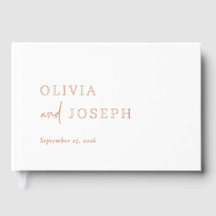 Simple Modern Minimalist   Wedding Rose Gold Foil Guest Book