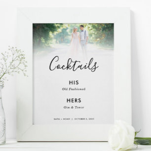Simple Modern Minimalist Wedding Signature Drinks Poster