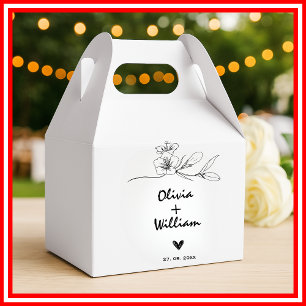 Simple Modern Minimalistic Elegant Flower Wedding Favour Box