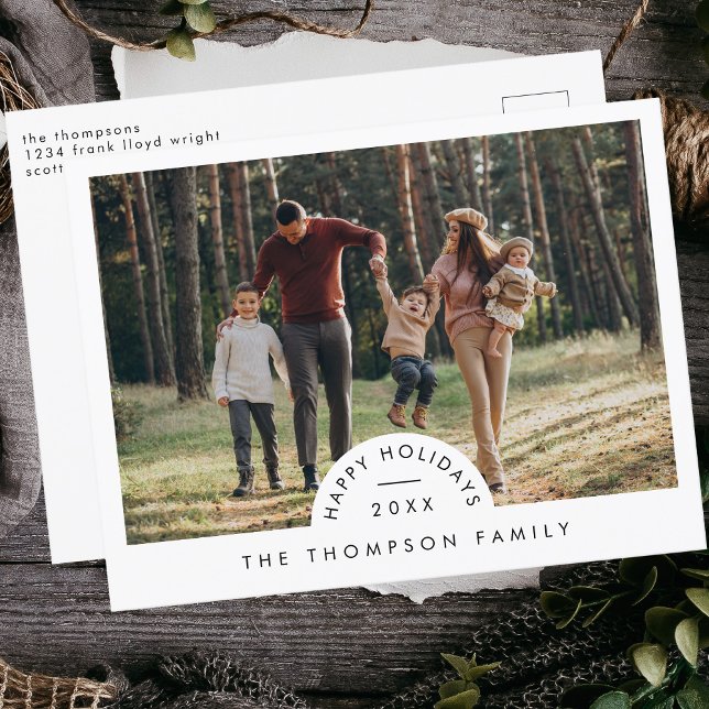 Simple Modern Minimalistic Family Photo Christmas Holiday Postcard (Creator Uploaded)