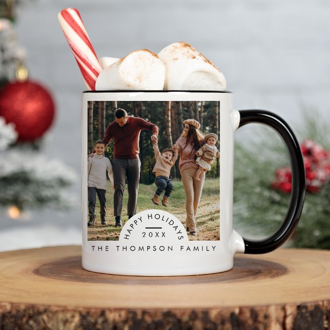 Simple Modern Minimalistic Family Photo Christmas Mug (Creator Uploaded)