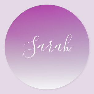 Simple Modern Minimalistic Purple Ombre Gradient Classic Round Sticker