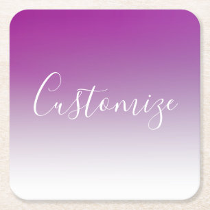 Simple Modern Minimalistic Purple Ombre Gradient Square Paper Coaster