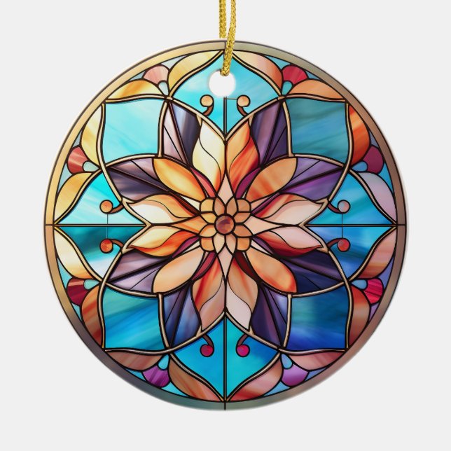 Simple modern minimslist Stain Glass Christmas Ceramic Tree Decoration (Front)