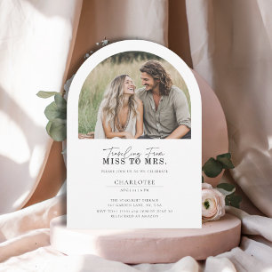 Simple Modern Miss to Mrs Arch Photo Bridal Shower Invitation