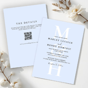 Simple Modern Monogram All In One Wedding Invitation
