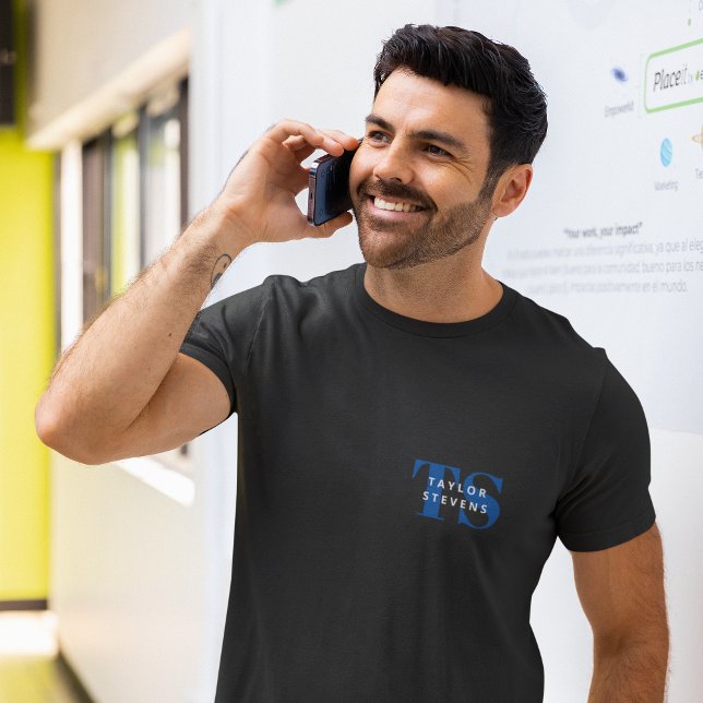 Simple Modern Monogram and Name T-Shirt (Personalize this shirt with your monogram initials and name.)