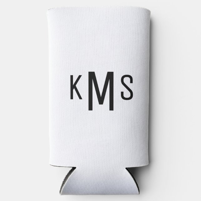 Simple Modern Monogram B/W  Seltzer Can Cooler (Front)