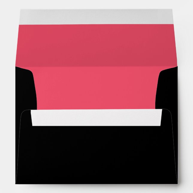 Simple modern monogram black and pink Envelope (Back (Bottom))