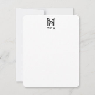 Simple Modern Monogram Black and White Card