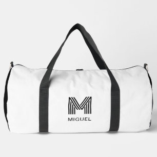 Simple Modern Monogram Black and White Duffle Bag