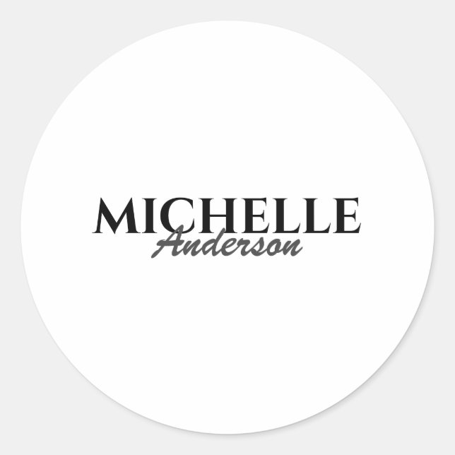 Simple Modern Monogram Classic Round Sticker (Front)
