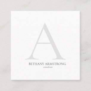 Simple Modern Monogram Consultant Square Business Card