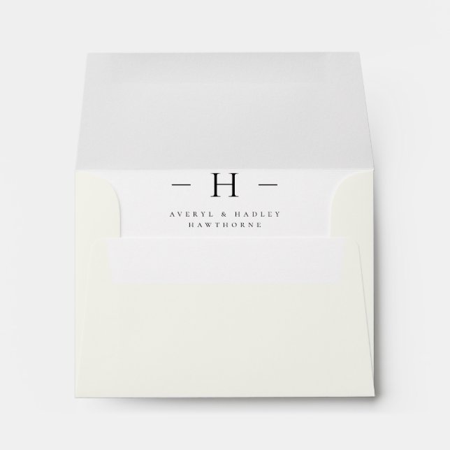 Simple Modern Monogram Couple Initial Ivory Envelope (Back (Bottom))