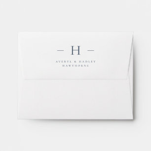 Simple Modern Monogram Couple Initial Navy White Envelope