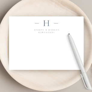 Simple Modern Monogram Couple Initial Stationery Card