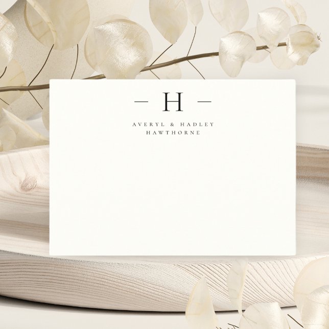 Simple Modern Monogram Couple Initial Stationery Card (Creator Uploaded)