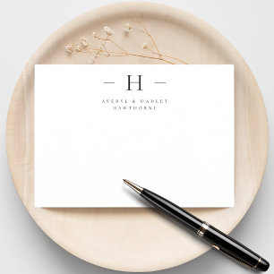 Simple Modern Monogram Couple Initial Stationery Card