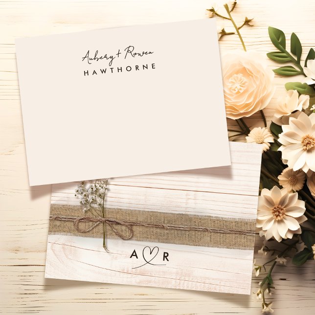 Simple Modern Monogram Couple Rustic Wedding Card (Creator Uploaded)