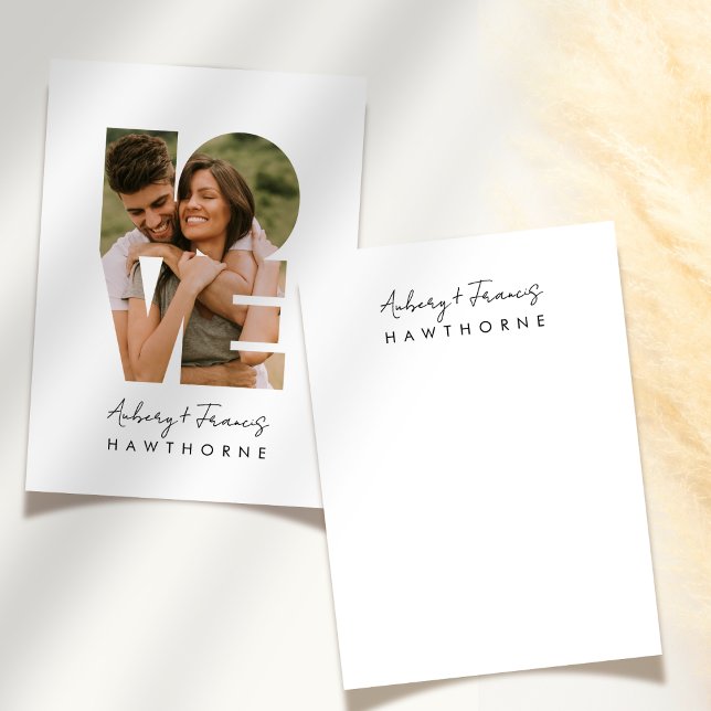 Simple Modern Monogram Couple Wedding Photo Card (Creator Uploaded)