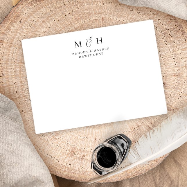 Simple Modern Monogram Couple Wedding Stationery Card (Creator Uploaded)