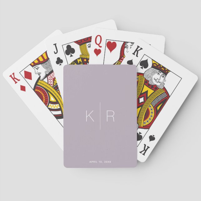 Simple & Modern Monogram Dusty Lilac Playing Cards (Back)