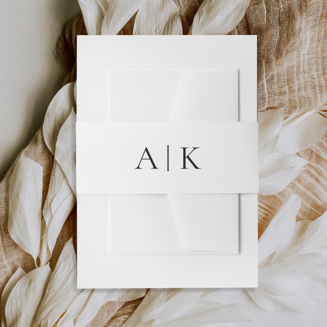Simple Modern Monogram Elegant Wedding Invitation Belly Band (Creator Uploaded)