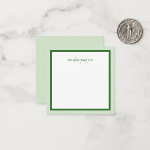 Simple Modern Monogram Green Two Tone Border Card