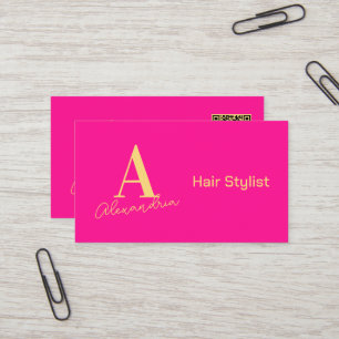 Simple Modern Monogram Hair Stylist Business Card