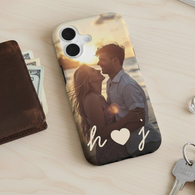 Simple Modern Monogram Heart Custom Photo (Creator Uploaded)