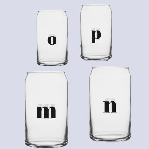 Simple Modern Monogram Initial Personalised Can Glass