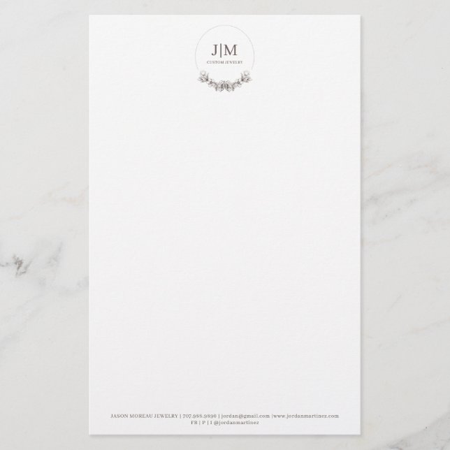 Simple Modern Monogram Jeweller Square Business Ca Stationery (Front)