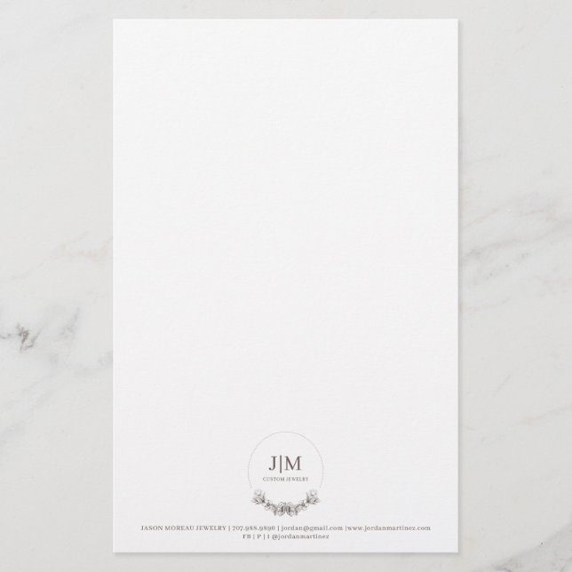 Simple Modern Monogram Jeweller Square Business Ca Stationery (Front)