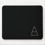 Simple Modern Monogram Name Mouse Pad<br><div class="desc">Modern minimal,  simple and understated professional-looking personalised mouse pad in grey,  black,  and white with a plain sans-serif large initial and custom name printed in the corner. The colours and fonts are editable so you can design your own minimalist monogram mousepad.</div>