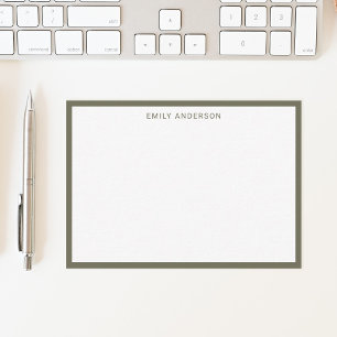 Simple Modern Monogram Olive Green Border Card