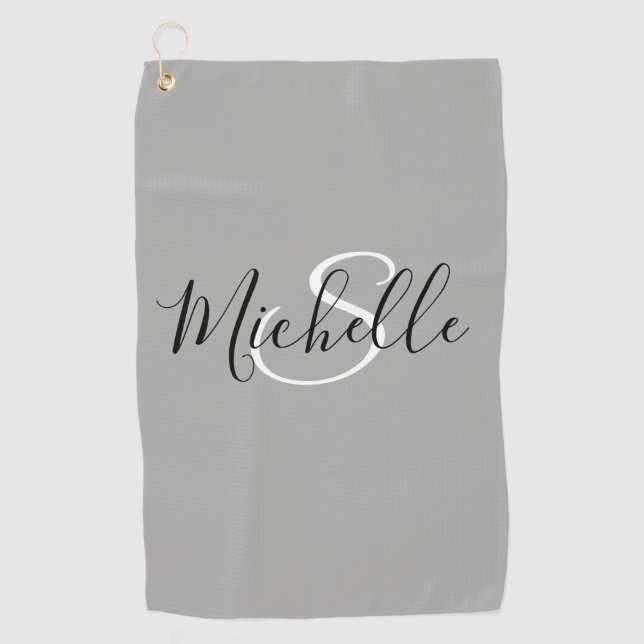 Simple Modern Monogram Personalised Golf Towel (Front)