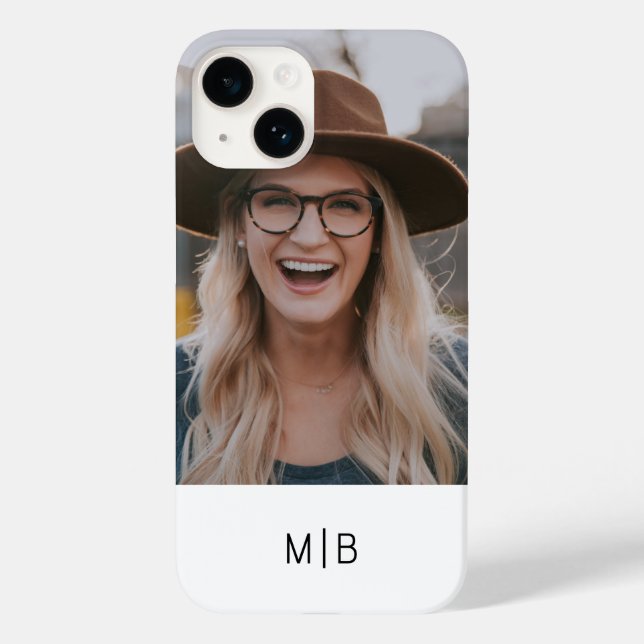 Simple Modern Monogram Photo Personalised Name Case-Mate iPhone Case (Back)