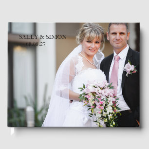 Simple Modern Monogram Photo Wedding Guest Book