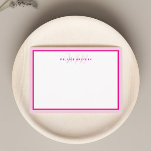 Simple Modern Monogram Pink Two Tone Border Card