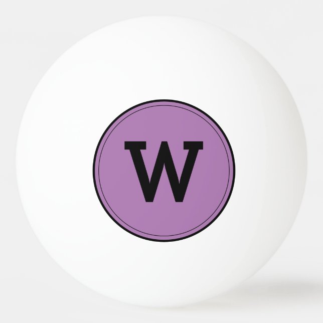 Simple Modern Monogram Purple Ping Pong Ball (Front)