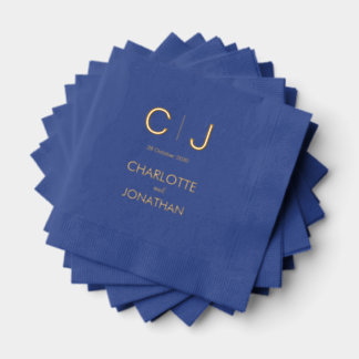 Simple Modern Monogram  Sage Green Wedding     Foil Napkins