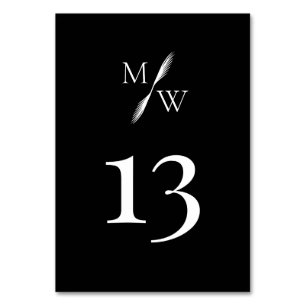 Simple Modern Monogram Sleek Back Wedding Table Number