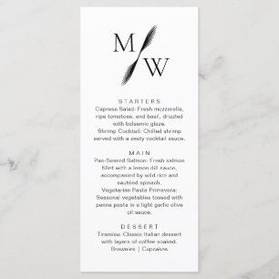 Simple Modern Monogram Stylish Wedding Dinner Menu