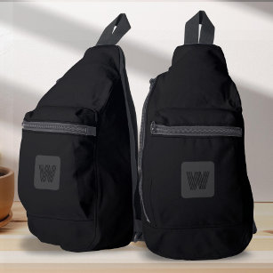 Simple Modern Monogram Travel Black Sling Bag