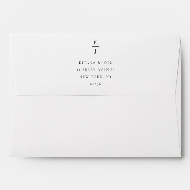 Simple Modern Monogram Wedding Return Address Envelope (Creator Uploaded)