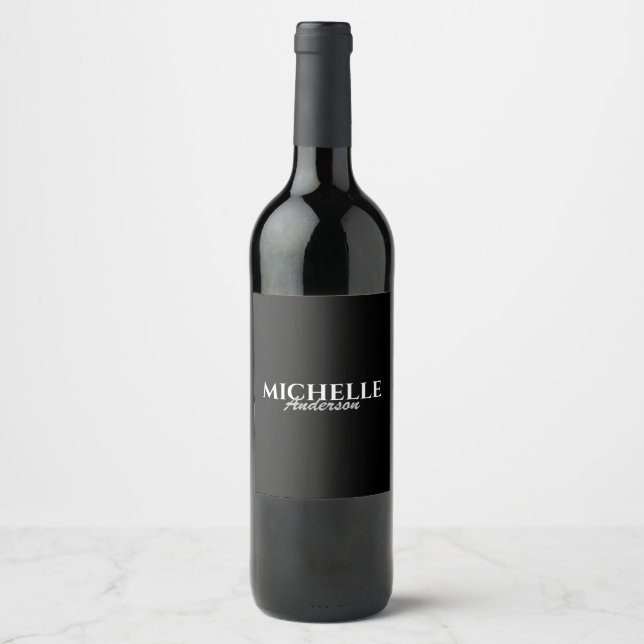 Simple Modern Monogram Wine Label (Front)